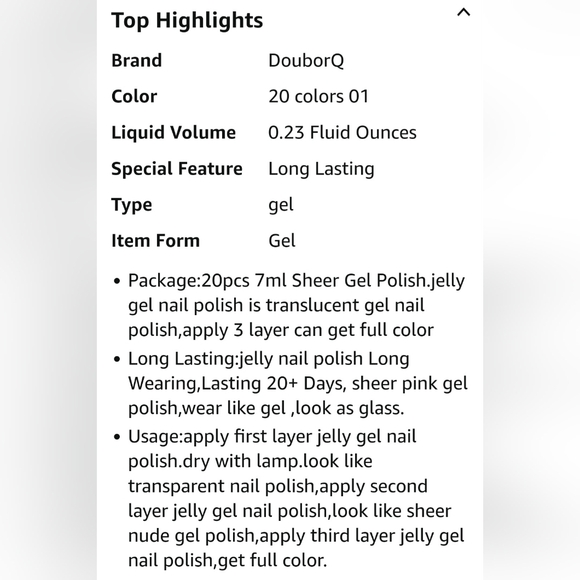 DouborQ Color Gel ☆ Soak off UV/LED Cure Nail Gel ☆ 20 pcs ☆ Brand New ☆Nail Gel - Picture 7 of 11